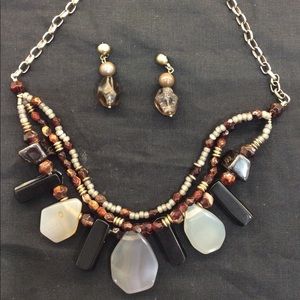 CHICO’S FAUX QUARTZ NECKLACE & EARRINGS SET